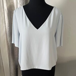 Babaton Light Blue V-Neck Blouse